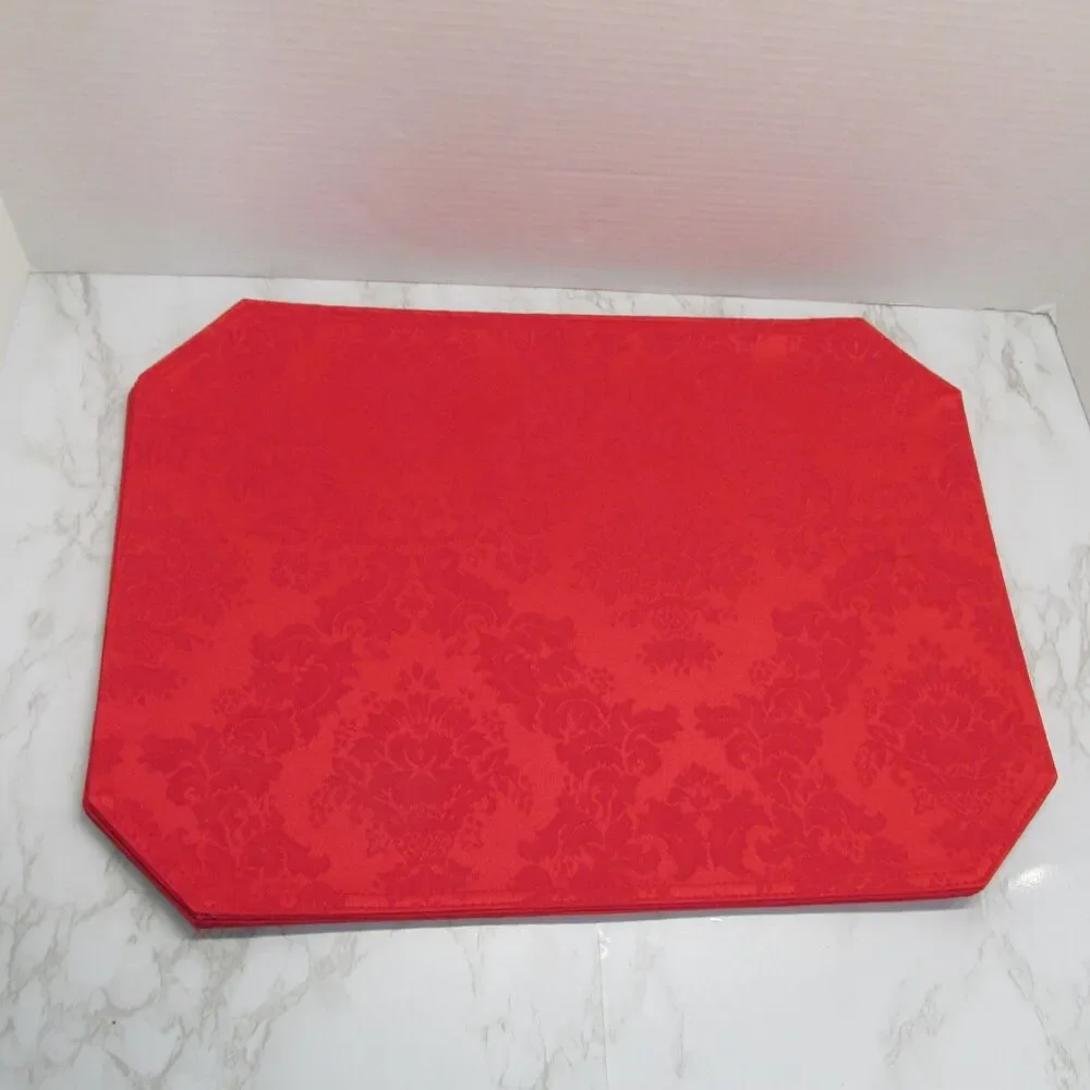 Bardwil Empress Red set of 4 Placemats Jacquard Christmas Valentines New